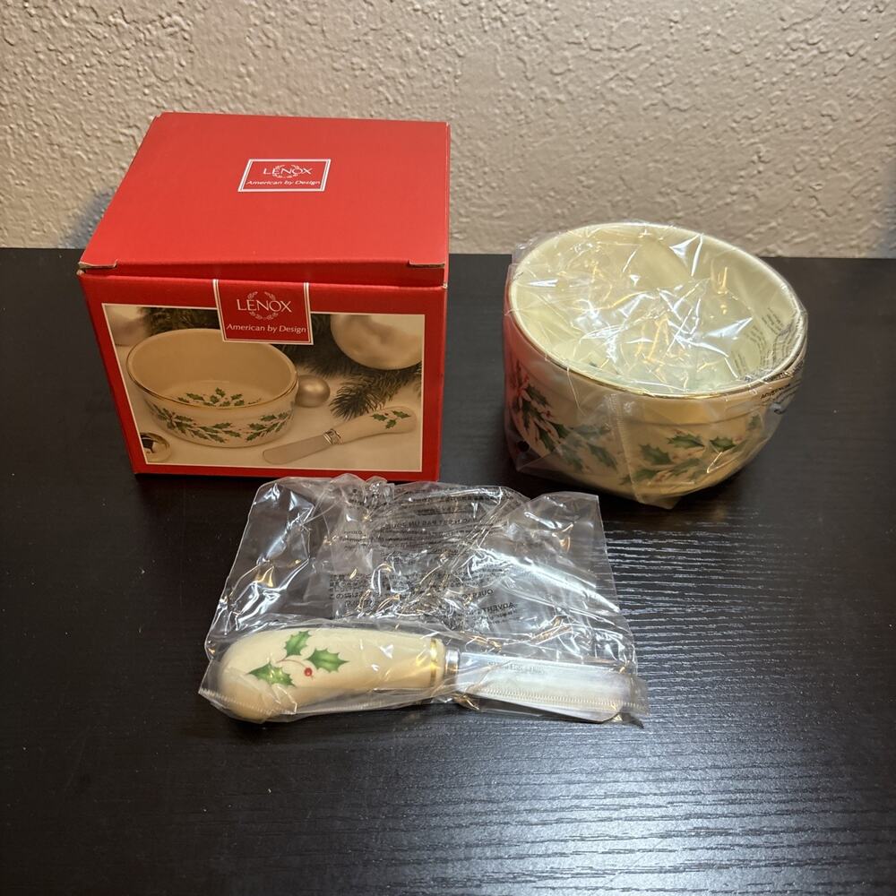 LENOX Holiday Dip Bowl With Spreader Dimension NEW IN BOX Christmas Entertaining